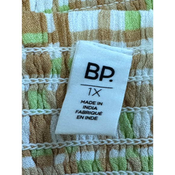 BP Crop Top Spaghetti Strap Plaid Pattern Multicolor Adjustable Tie Back 1X NWOT - Picture 7 of 8